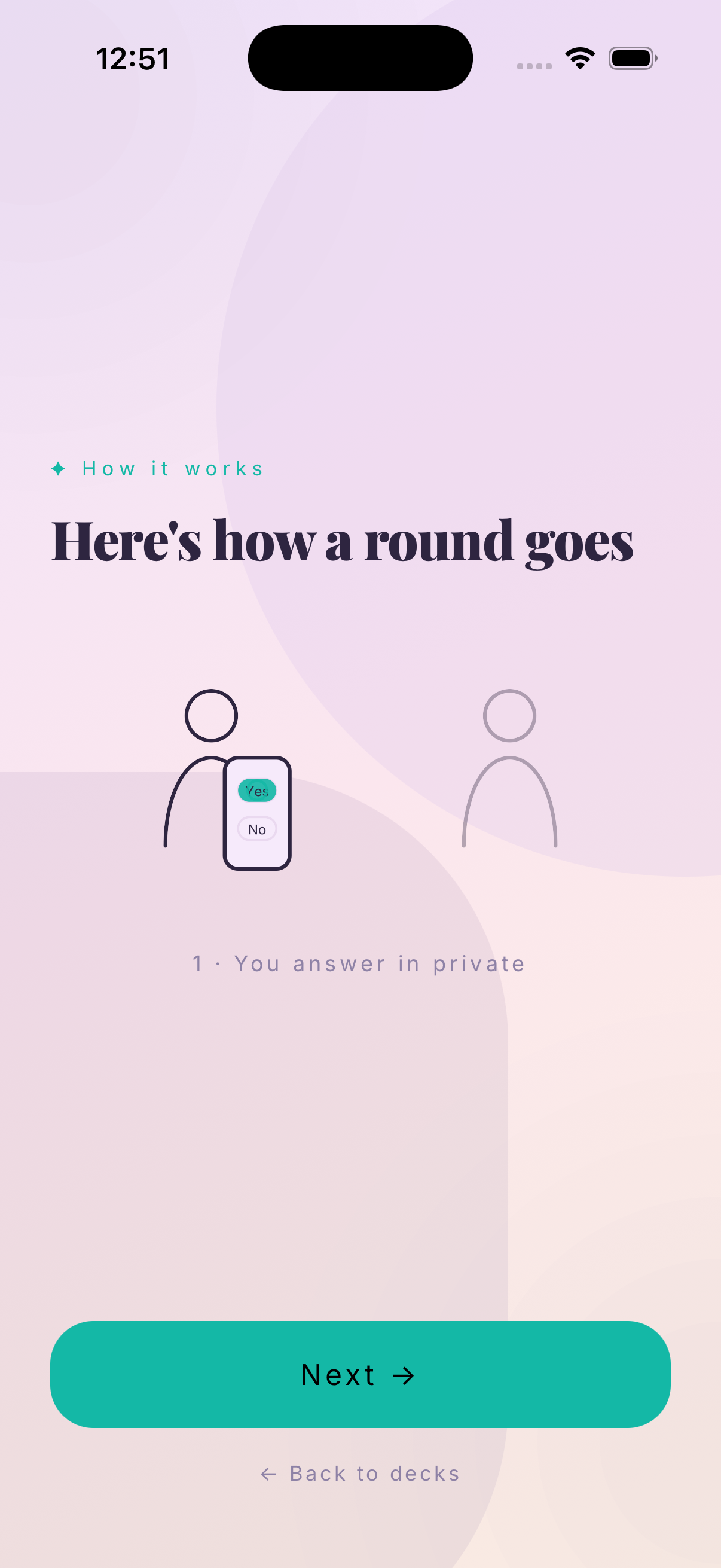 Talk this or that game — how it works: you answer each card in private, then reveal together.